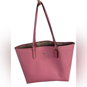 Pink Coach Leather City Tote Bag